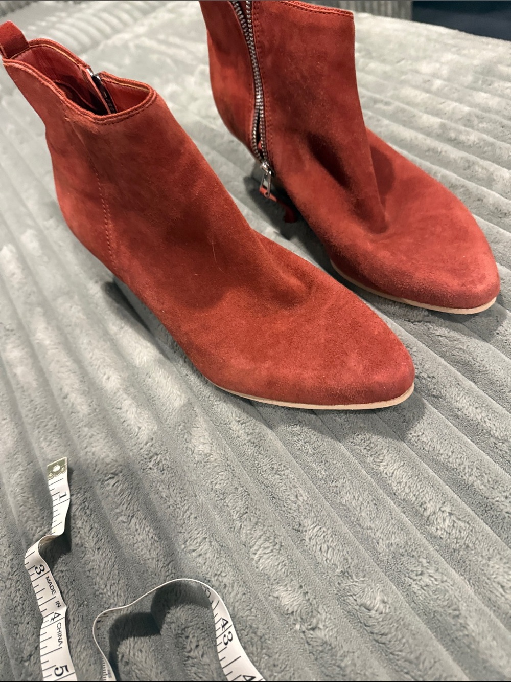 Dolce Vita Rust Suede Ankle Booties with Side Zip - Picture 6 of 7